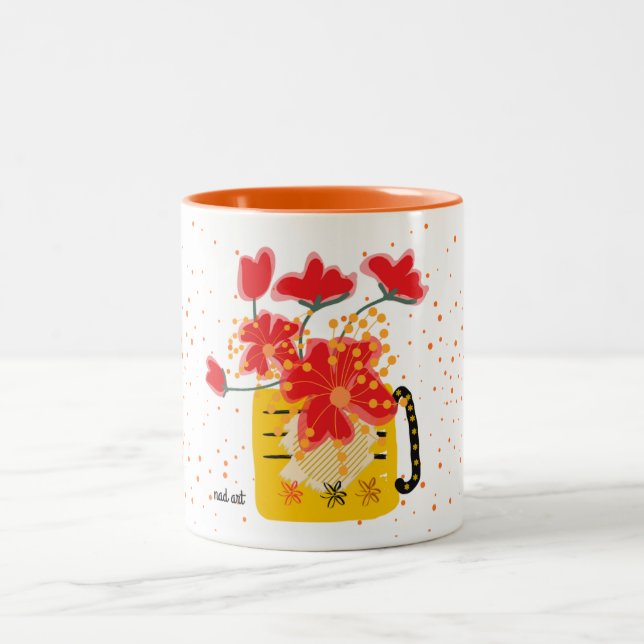 A bucket flowers Two-Tone coffee mug (Center)