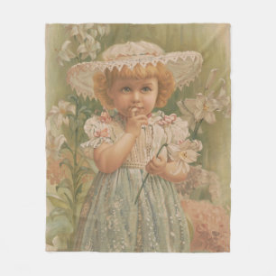 "A Budding Easter" Vintage Illustration, ca. 1890 Fleece Blanket