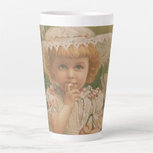 "A Budding Easter" Vintage Illustration, ca. 1890 Latte Mug
