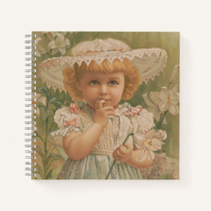 "A Budding Easter" Vintage Illustration, ca. 1890 Notebook