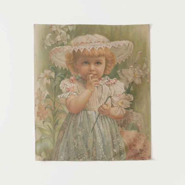 "A Budding Easter" Vintage Illustration, ca. 1890 Tapestry (Front)