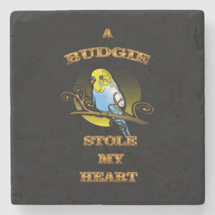 A Budgie Stole My Heart Stone Coaster