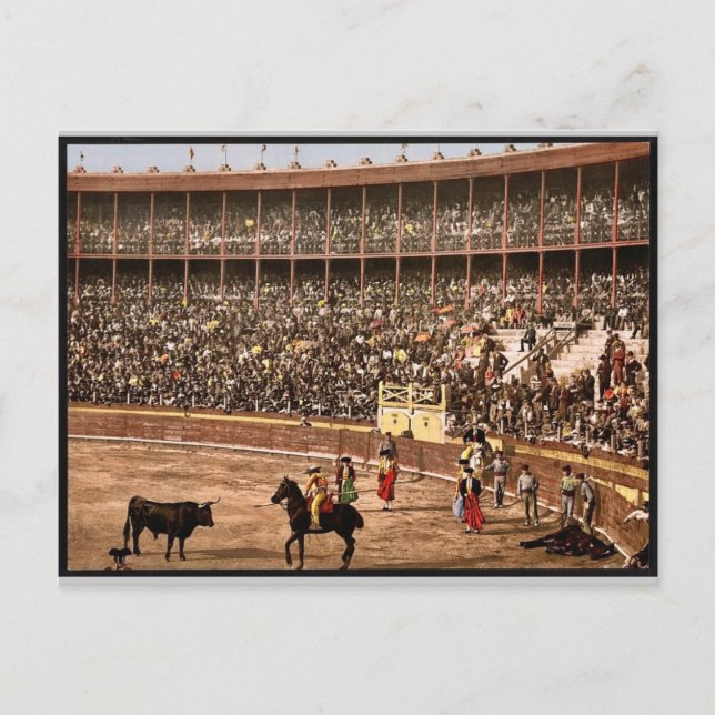 A bull fight, Barcelona, Spain vintage Photochrom Postcard (Front)