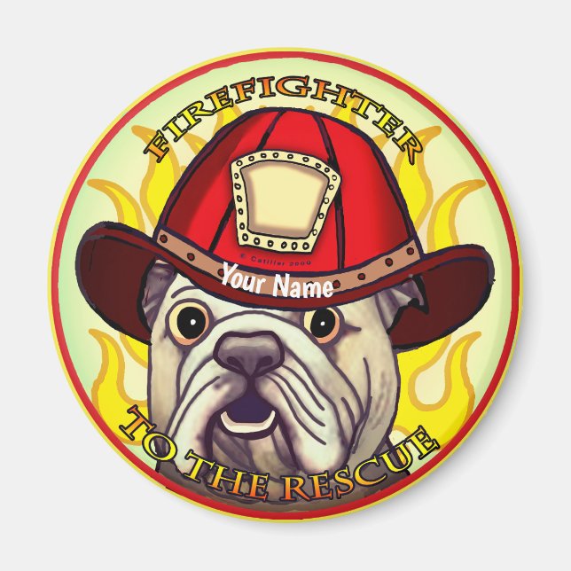 A Bulldog Firefighter  Magnet (Front)
