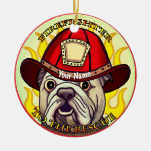 A Bulldog Firefighter ornament