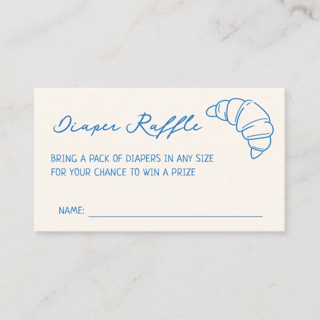 A Bun in the Oven Blue Baby Shower Diaper Raffle Enclosure Card (Front)