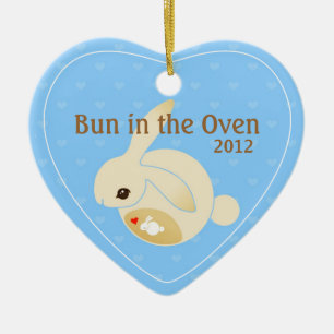 a BUN in the oven (blue) Ceramic Tree Decoration