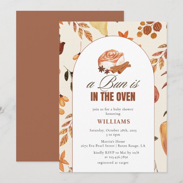 A Bun Is In The Oven Fall Baby Shower Invitation (Front/Back)
