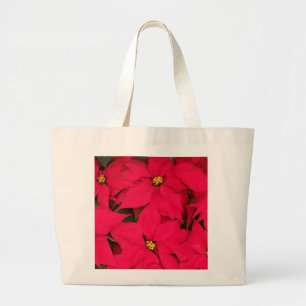 A bunch of Brightly Coloured Christmas Poinsettias Large Tote Bag