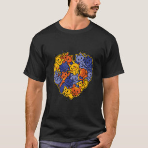 A Bunch Of Cats in a colorful arrangement Heart T-Shirt