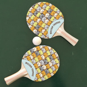 A Bunch of Cats Pattern Personalised Ping Pong Pad Paddle
