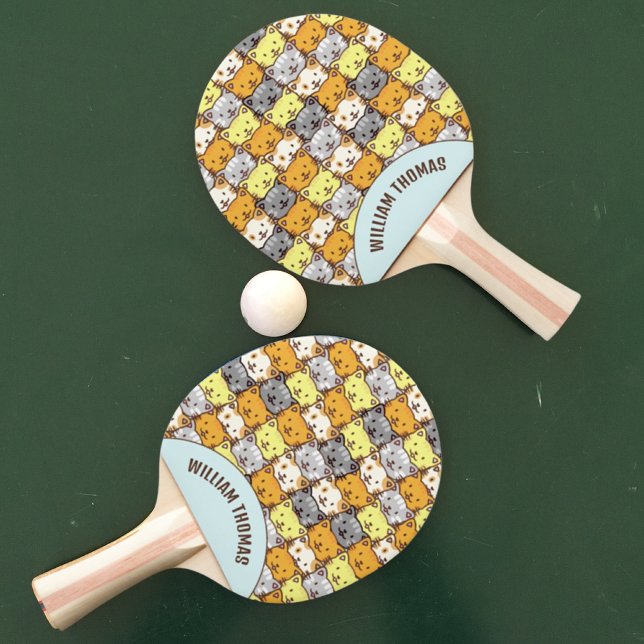A Bunch of Cats Pattern Personalised Ping Pong Pad Paddle (Creator Uploaded)