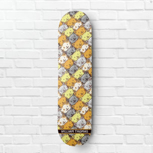 A Bunch of Cats Pattern Personalised Skateboard