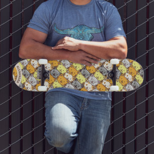 A Bunch of Cats Pattern Personalised Skateboard