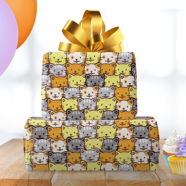 A Bunch of Colourful Cats Pattern Wrapping Paper (Creator Uploaded)