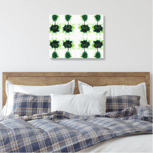 a bunch of green flowers on a white background canvas print