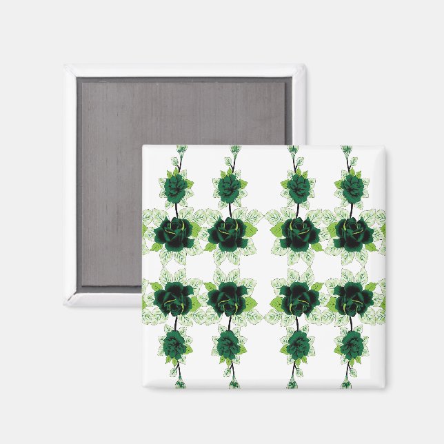 a bunch of green flowers on a white background magnet (Front/Back)