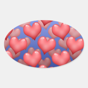 A Bunch of Hearts Oval Sticker