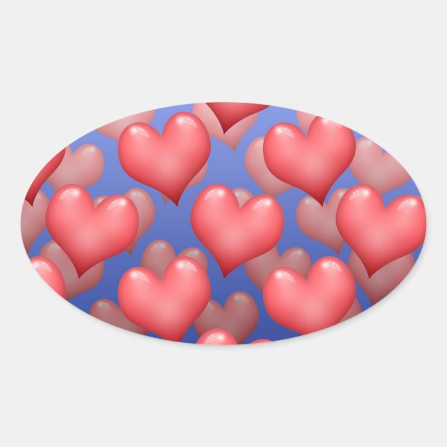A Bunch of Hearts Oval Sticker (Front)