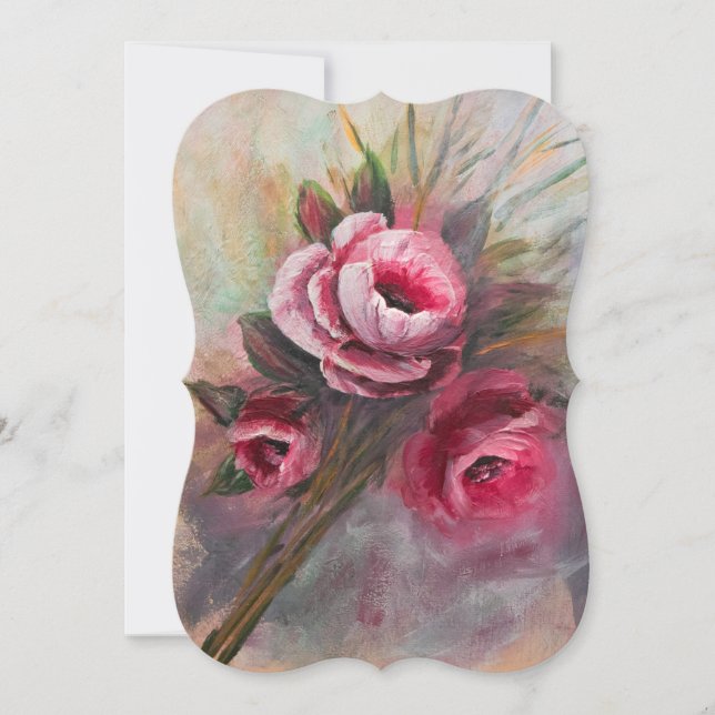 a Bunch of Pink Roses Painting done in Acrylic Save The Date (Front)