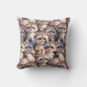 A bunch of raccoons cushion