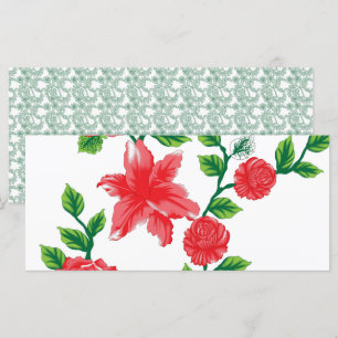a bunch of red flowers on a white background menu