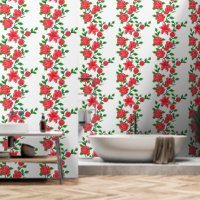 a bunch of red flowers on a white background