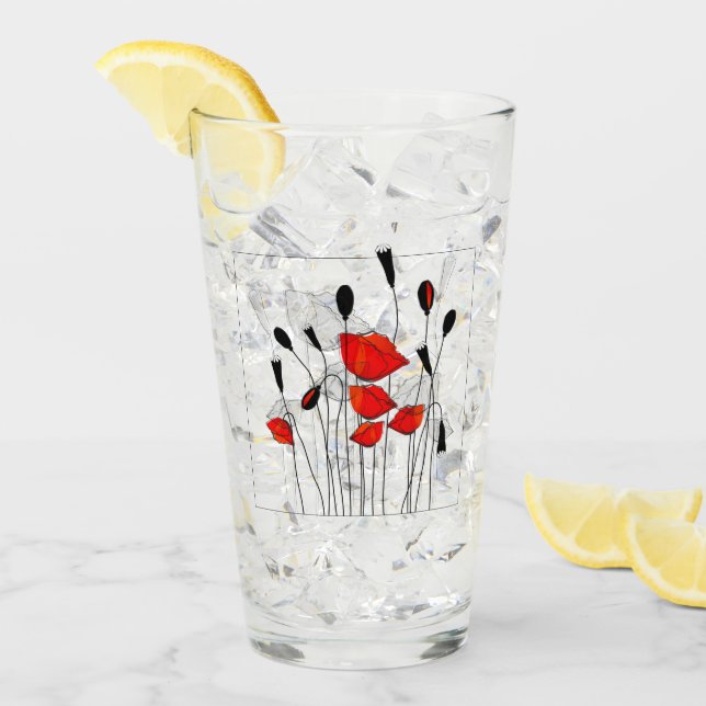 A Bunch of Red Poppies Glass (Front Ice)