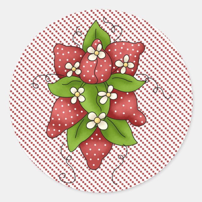 A Bunch of Strawberries Classic Round Sticker (Front)
