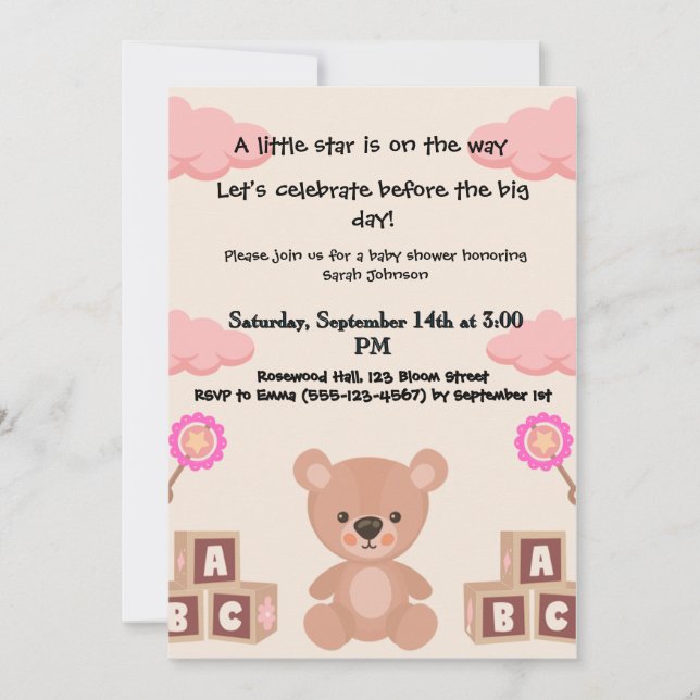 A Bundle of Joy Awaits, Baby shower invitations  (Front)