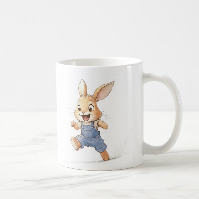 A bunny in bright overalls coffee mug (Right)