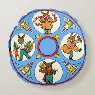 a bunny’s four seasons print round cushion