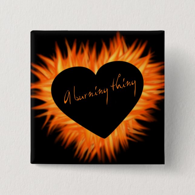 A Burning Thing Fire Heart 15 Cm Square Badge (Front)
