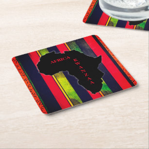 A Burst Of Kwanzaa Square Paper Coasters