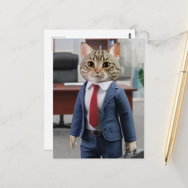 A Business Cat Postcard (Front/Back In Situ)