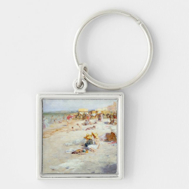 A Busy Beach in Summer Key Ring (Front)