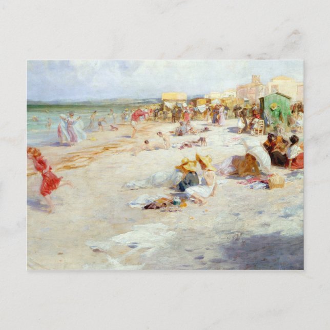 A Busy Beach in Summer Postcard (Front)