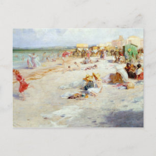 A Busy Beach in Summer Postcard
