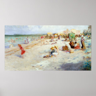 A Busy Beach in Summer Poster