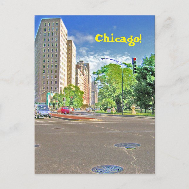 A Busy Chicago Afternoon Postcard (Front)