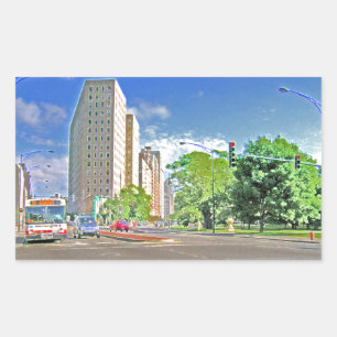 A Busy Chicago Afternoon Rectangular Sticker