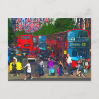 A busy Oxford Street shoppers red buses London UK