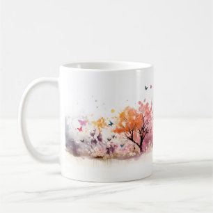 A Butterfly And A Tree In Flower Graden Coffee Mug