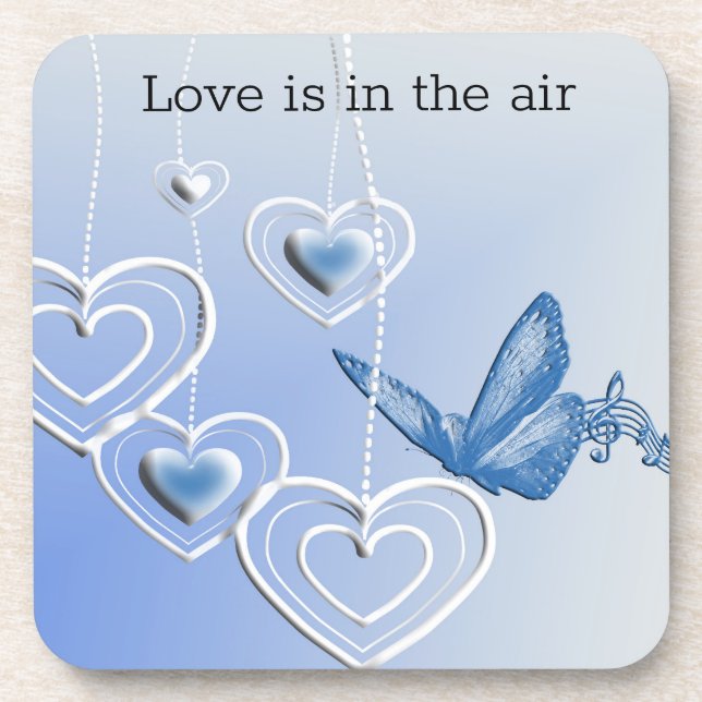 A butterfly and hearts coaster (Front)
