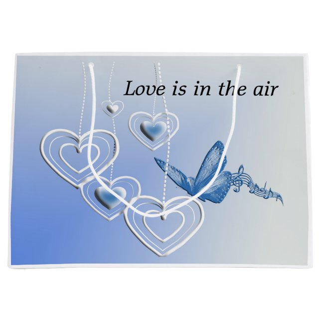 A butterfly and hearts large gift bag (Front)