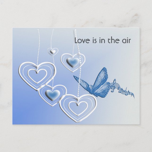 A butterfly and hearts postcard (Front)