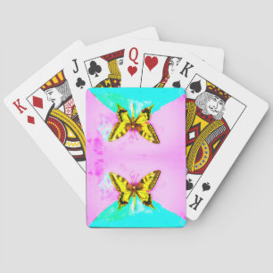 A butterfly girl playing cards