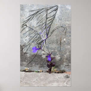 A butterfly landed on violet poster