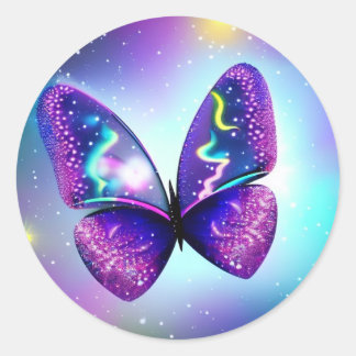 A butterfly Neon  Classic Round Sticker