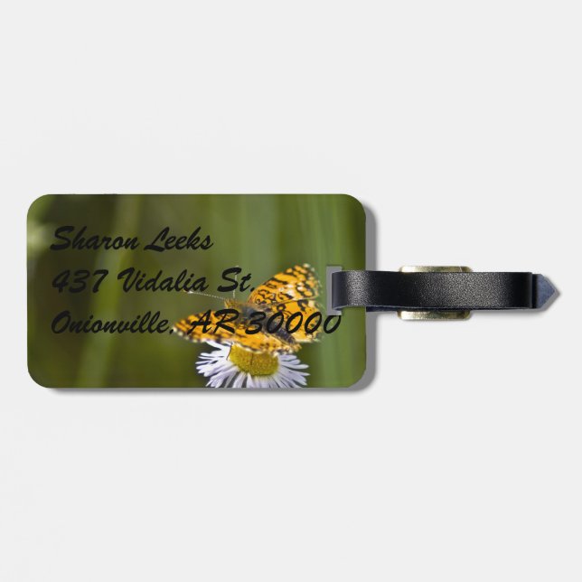 A Butterfly on a Flower Luggage Tag (Back Horizontal)